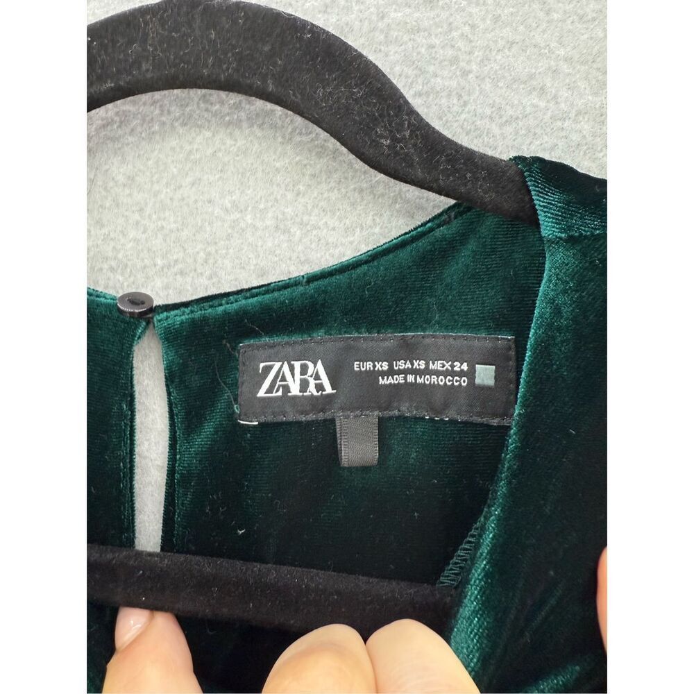 Zara Womens Green Velvet Sleeveless Draped Crewneck Slit Back Maxi Dress Size XS - Picture 3 of 8